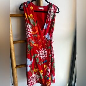 Alice + Olivia Red Floral Silk Dress